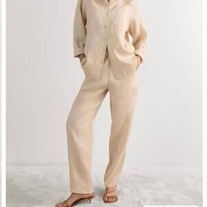 Intimissimi Linen Cloth Pants Rope Beige Luxury Minimalist Chic
